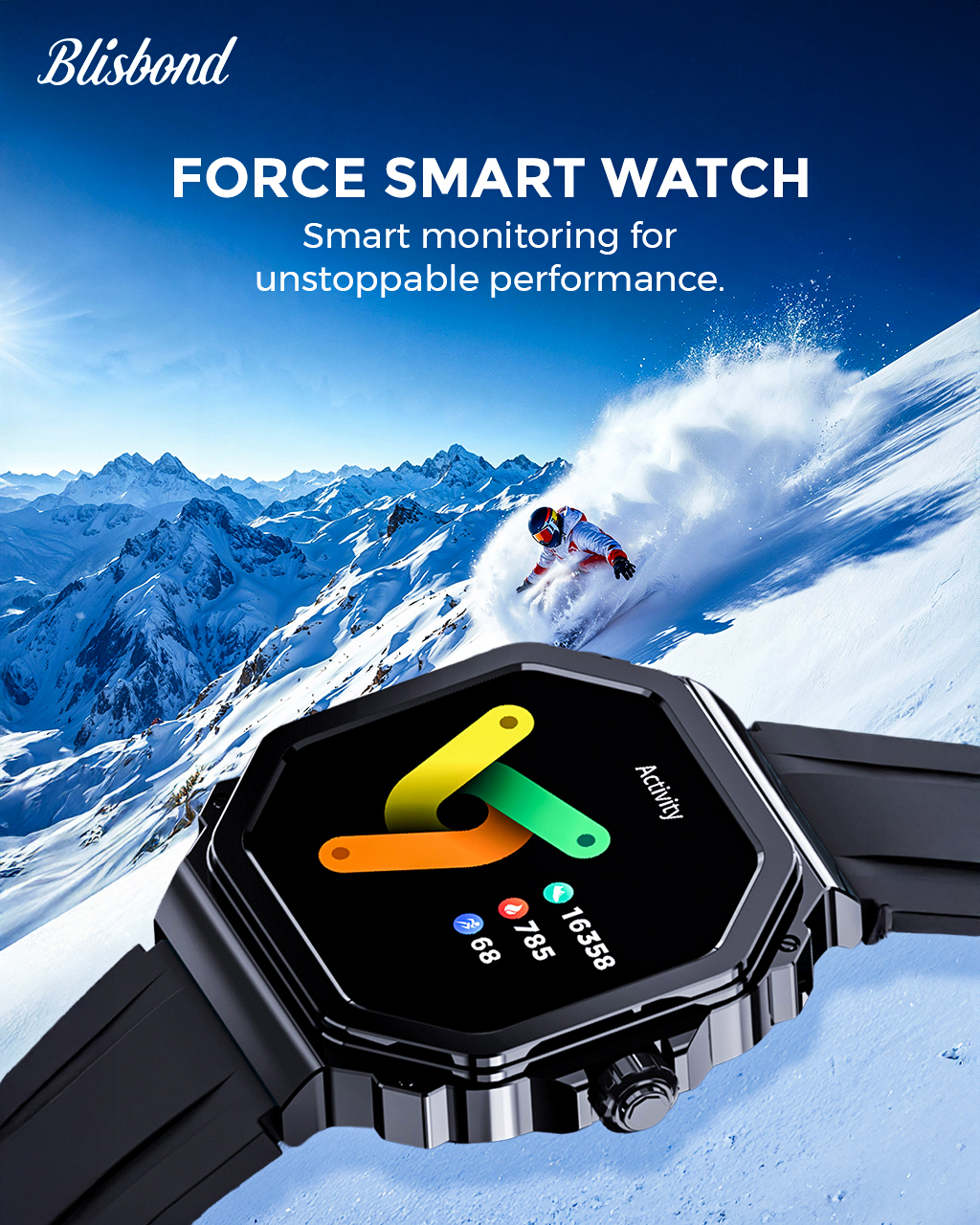 Blisbond Force 1.43-inch AMOLED Display Bluetooth Calling Smart Watch